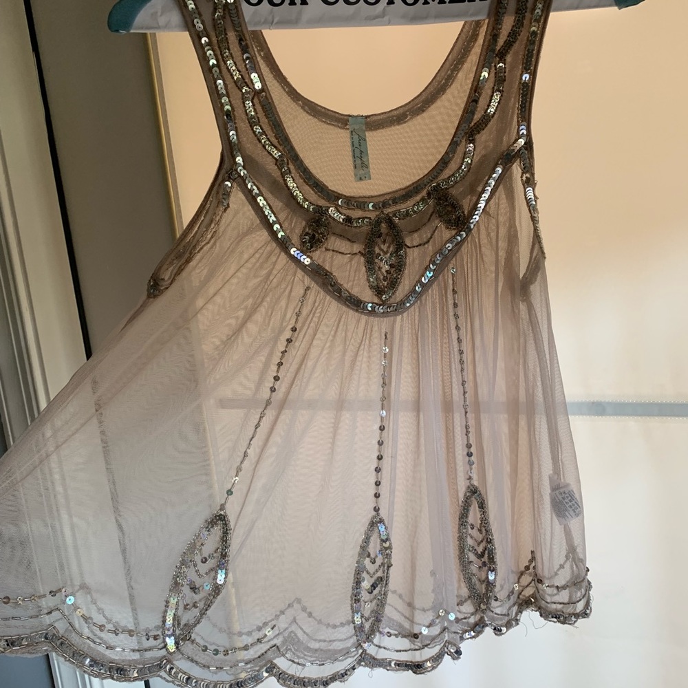 Free People Sheer Embellished Tank